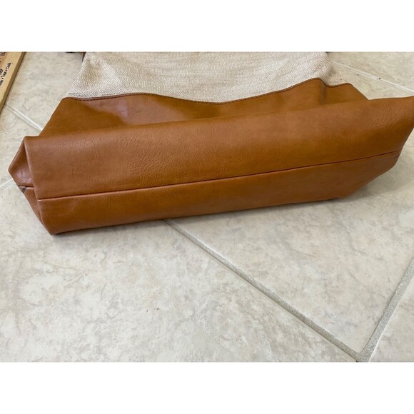 Fossil Amelia Hobo Linen /Faux Leather Shoulder Bag two different lengths straps - Picture 14 of 14